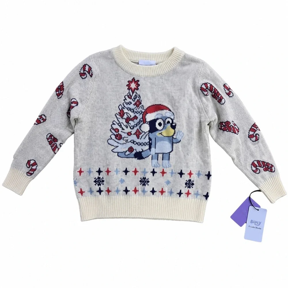 Bluey Sweater Baby 18M Christmas Tree Pullover Cream Color Christmas - Picture 1 of 8